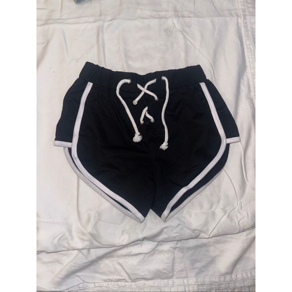 American apparel size S black and white shorts women